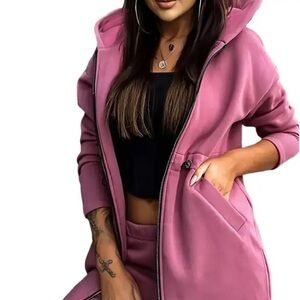 Women’s Fashion zippered Hoodie & Jogger Pant Set PREMIUM QUALITY 
SIZE L (8-10)